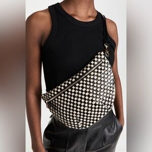 Clare V Black and Cream Checkered Bag